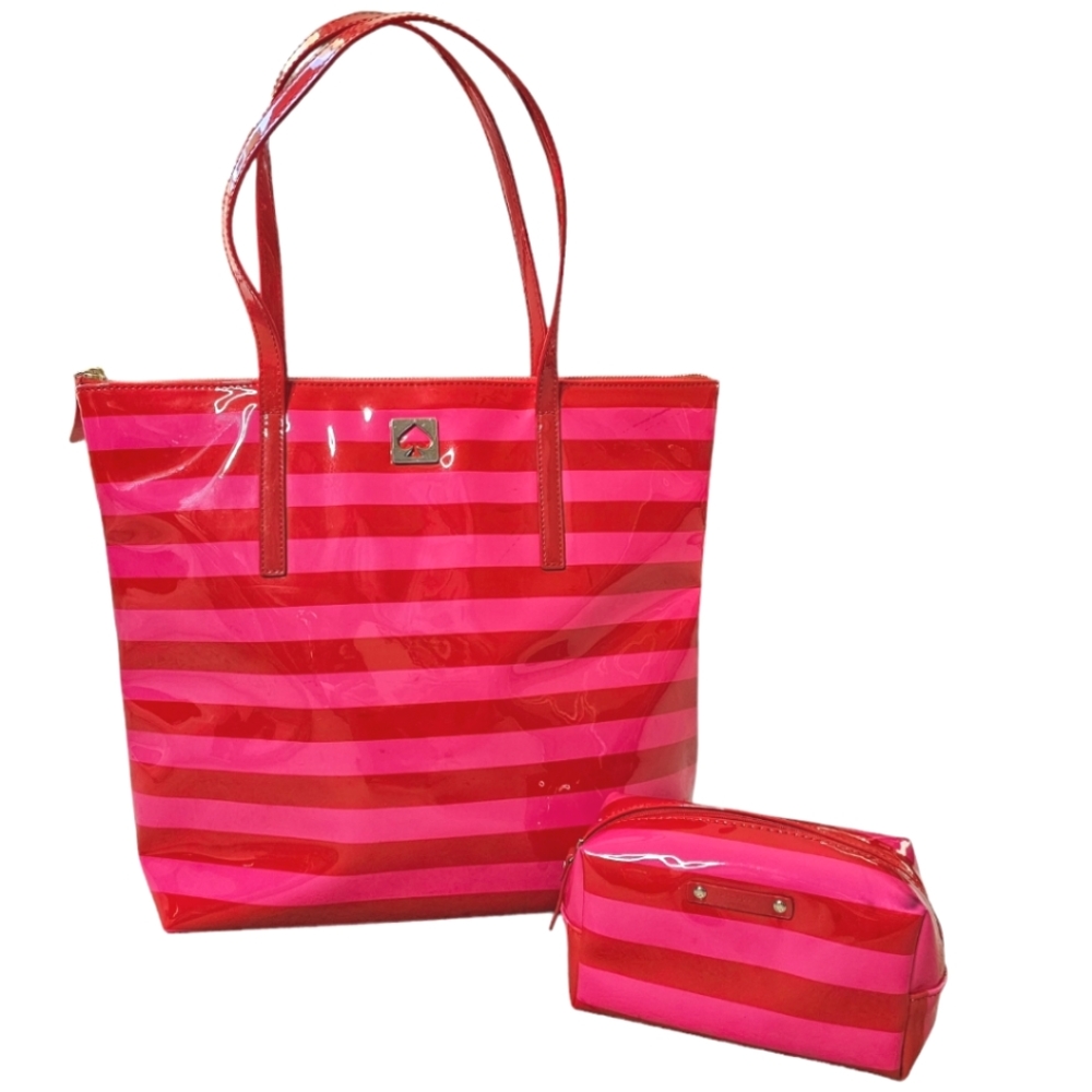 Kate Spade New York Patent Leather Pammy Tote with Cosmetic bag.